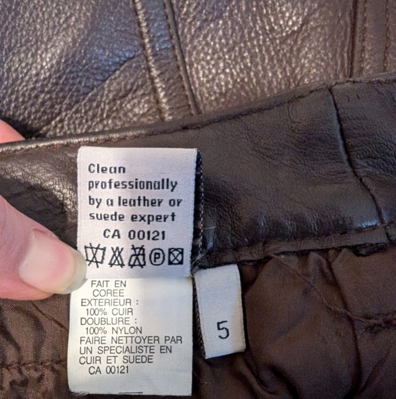 Vintage Calvin Klein 90s Leather Pants 5 / Small Brown - Picture 9 of 13